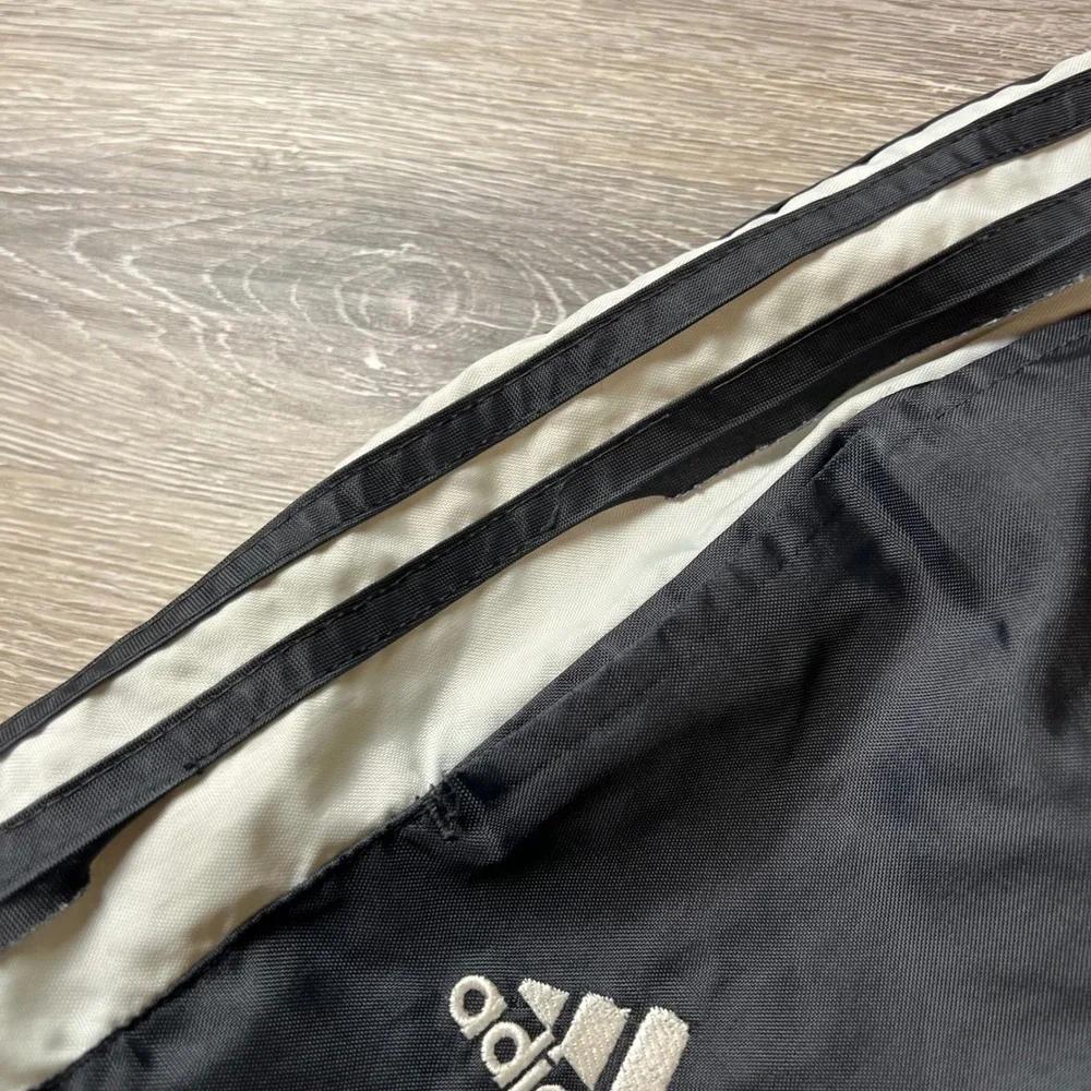 Adidas Track Pants Mens Large Black White 3 Stripe Vintage Windbreaker Joggers